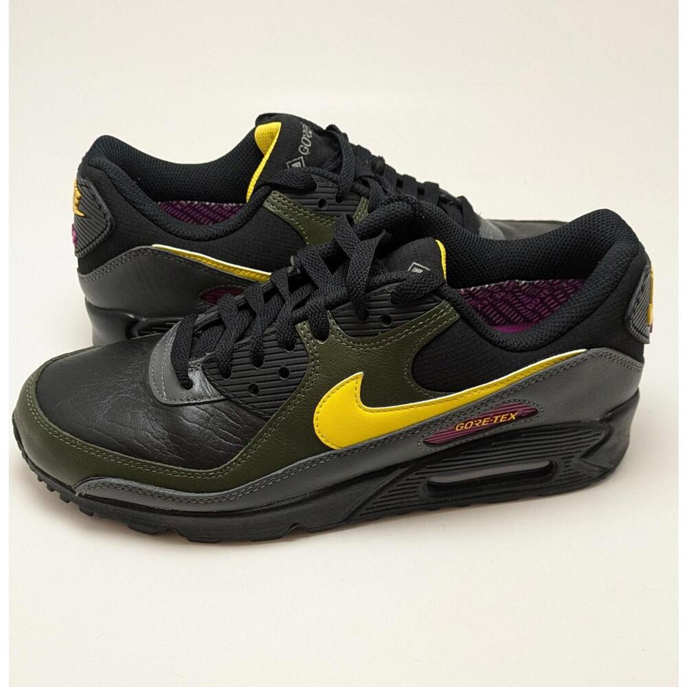 Mens Nike Air Max 90 Gore-Tex Black Tour Yellow Cargo Shoes DJ9779-001 Size 8